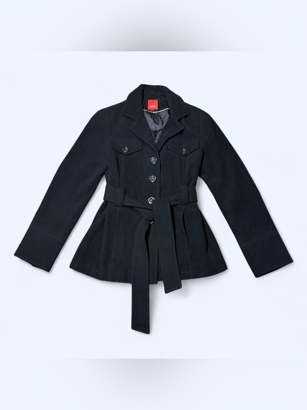 Y2K Black Wool Peacoat Jacket by Espirit!